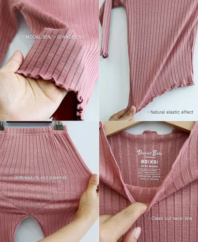 Miniatura 4 de VAENAIT BABY - Pijama unisex para niños y niñas de 6 meses a 12 años, pijama suave y cómoda de modal Tencel, ropa de dormir fruncida, conjunto de 24