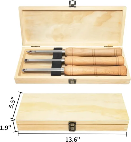 Miniatura 6 de 3CPS Herramientas de torno de carburo con punta de madera, juego de herramientas de torneado de madera en miniatura para torno (mango de haya)