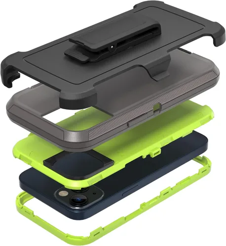 Miniatura 9 de Funda resistente para Apple iPhone 14, con clip para cinturón y soporte, resistente a prueba de golpes, funda protectora de cuerpo completo