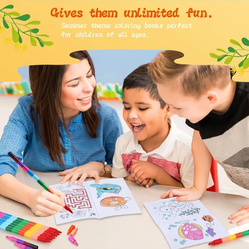 Miniatura 4 de BenLouis 24 piezas de libros para colorear mini de verano para niños, pequeños libros de actividades de fiesta de piscina y playa, suministros