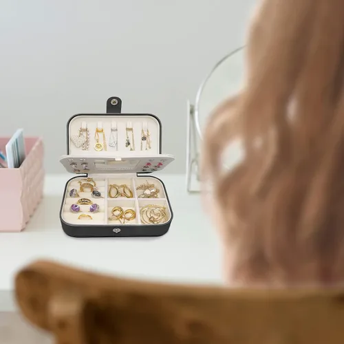 Miniatura 6 de Zoe sunny - Joyero para niñas, organizador de joyas, mini estuche de viaje, pequeño, portátil, para collares, pulseras, aretes, anillos