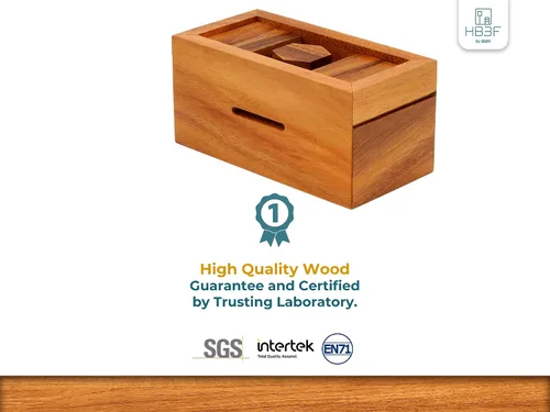 Miniatura 2 de BSIRI Canopic Chest Challenging Brain Teaser Rompecabezas de madera para la mente y uso como joyería de almacenamiento de dinero, rompecabezas 3D