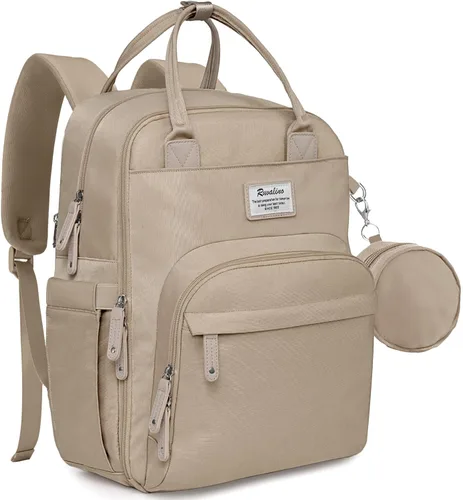 Miniatura 18 de RUVALINO Mochila para pañales, mochila de viaje multifunción, bolsa de maternidad para bebé, gran capacidad, impermeable y elegante, gris hierro