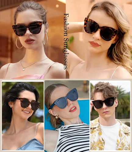 Miniatura 2 de Dollger Gafas de sol retro de ojo de gato para mujer y hombre, estilo vintage, cuadrado, tortuga, concha, moda