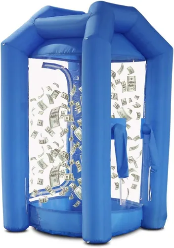 Miniatura 13 de SAYOK Cabina inflable de dinero con soplador de aire para eventos, promoción (rojo, 4.92 x 4.92 x 8.2 pies)