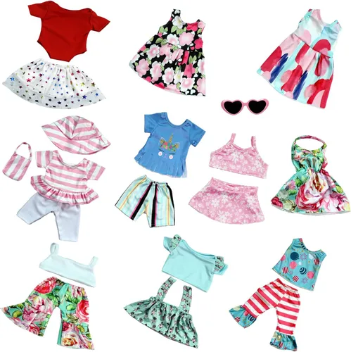 Miniatura 2 de ReeRaa 20 piezas de ropa de muñeca de 18 pulgadas y accesorios para muñecas americanas de 18 pulgadas, regalo incluyendo 10 juegos completos de ropa
