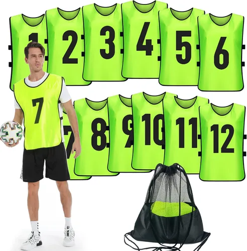 Miniatura 14 de Scrimmage - Chaleco de entrenamiento (12 unidades) para deportes de equipo, camisetas para adultos y jóvenes, baberos de fútbol, camisetas
