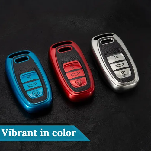 Miniatura 8 de Funda para llavero Audi con llavero de cuerda trenzada de metal, carcasa de TPU suave mejorada para llavero A3-A8 Q5 Q8 R8 RS4-RS7 S4-S8 SQ5