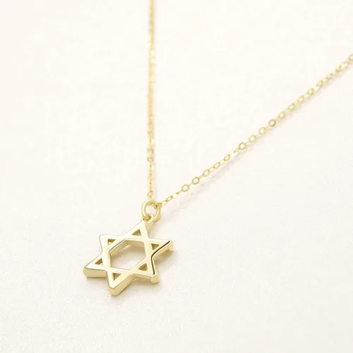 Miniatura 4 de Collar con colgante de estrella de David de plata de ley 925 mate con cepillo de 18 pulgadas