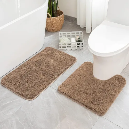 Miniatura 68 de MIULEE Juego de 2 alfombras de baño antideslizantes peludas extra gruesas y suaves, alfombrillas de baño de microfibra suave absorbente de agua