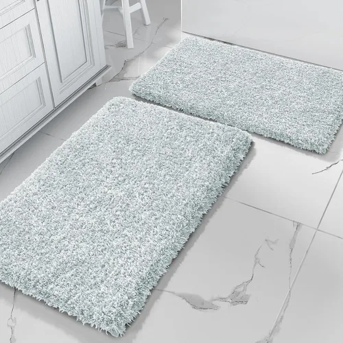 Miniatura 17 de Yimobra Juego de 2 alfombras de baño, alfombra de baño suave y absorbente y alfombra de inodoro en forma de U con respaldo antideslizante, lavable a