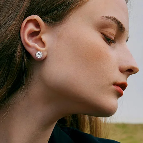 Miniatura 2 de MILACOLATO Aretes tipo dormilona de circonita cúbica para mujeres y hombres, chapados en oro de 18 quilates, aretes de plata de ley hipoalergénica