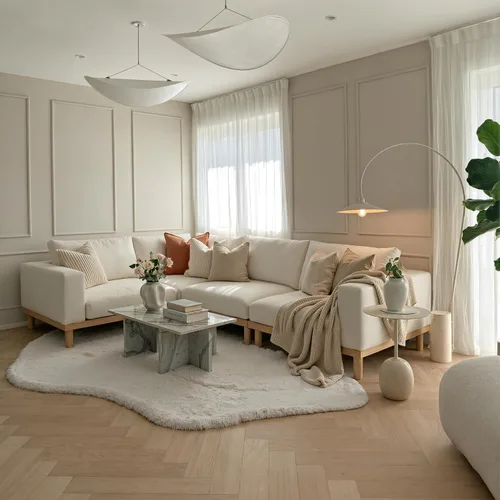 Miniatura 5 de Acanva Sofá modular minimalista para sala de estar, asiento ancho y profundo, juego de muebles convertibles con marco de metal y fundas móviles