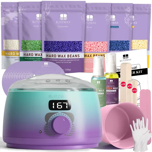 Miniatura 18 de BLITZWAX Kit de depilación brasileña y bikini para mujer, calentador de cera dura para cara, piernas y cuerpo, kit de depilación en casa, apto