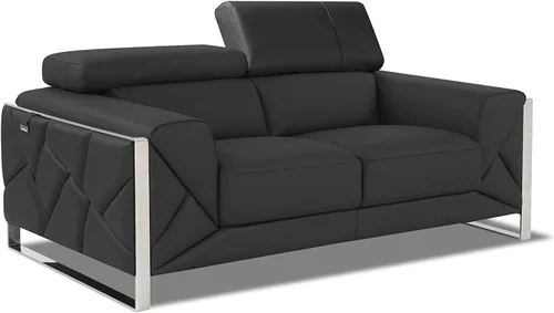 Miniatura 24 de BlackJack Furniture Gianni - Sofá de cuero italiano de grano superior con reposacabezas ajustables de 9 posiciones, patrón geométrico contemporáneo