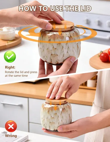 Miniatura 29 de Tarros de almacenamiento de cerámica, exquisitos tarros de alimentos con esmalte para almacenamiento de especias de cocina, tarros para té, tarros