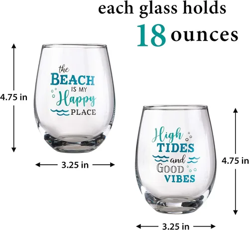 Miniatura 2 de Lillian Rose Beach Life - Juego de copas de vino, 4.75", transparente (Modelo: G142 TB)
