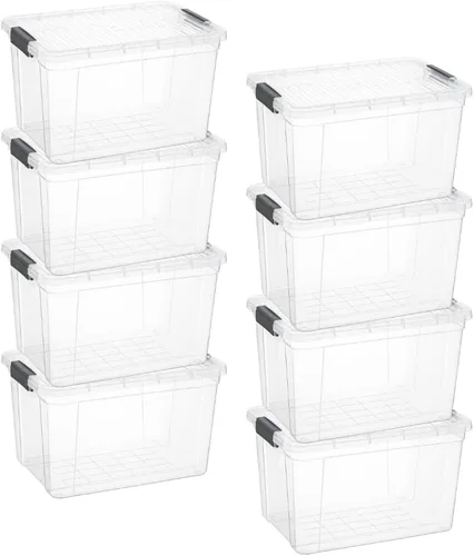 Miniatura 19 de Superio Contenedor de plástico transparente de 7.4 cuartos con tapa, no tóxico, sin BPA, sin olor, caja de almacenamiento organizadora, recipiente