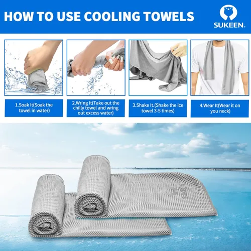 Miniatura 3 de Sukeen [4 unidades de toallas de refrigeración (40 x 12 pulgadas)], toalla de hielo, toalla de microfibra suave transpirable para yoga