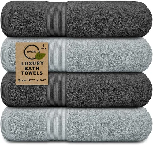Miniatura 21 de Juego de 4 toallas de baño de lujo (27 x 54 pulgadas), toallas para baño, súper suaves, toallas altamente absorbentes para el hogar, spa, gimnasio