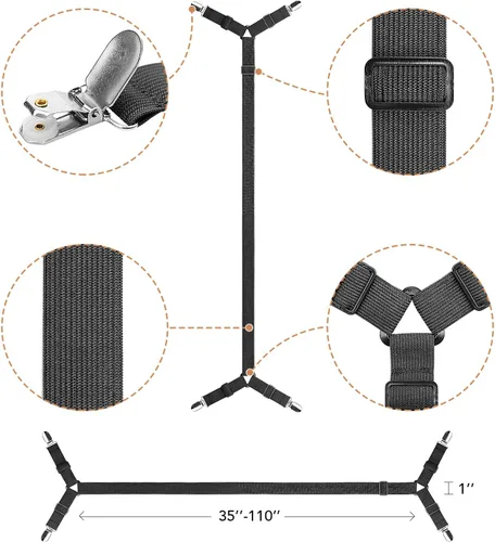 Miniatura 2 de ZHOUBIN Clips de tirantes para sábanas, correas de cama para cama individual, matrimonial, Queen, King – Mantiene las sábanas en su lugar