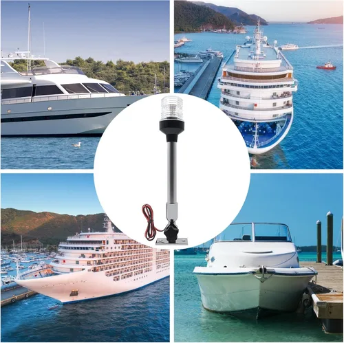 Miniatura 6 de Geloo Luces de navegación marinas de 12 pulgadas, luz de popa de barco impermeable IP67, luces de anclaje, luces marinas LED blancas todo alrededor