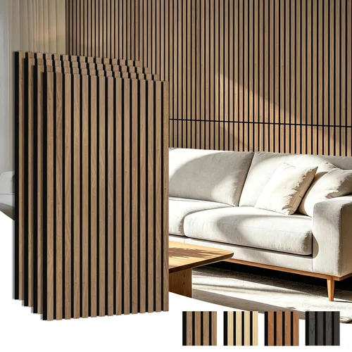 Miniatura 11 de Art3d Paquete de 4 paneles de listones de madera insonorizados de 12" x 93", paneles de pared acústicos de 31 pies cuadrados, paneles de pared 3D