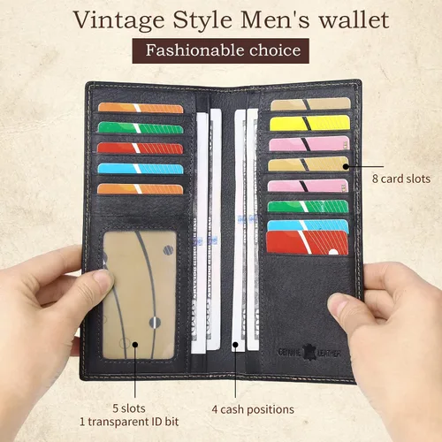 Miniatura 5 de Tidoneam Cartera larga para hombre con bandera de Estados Unidos, billetera de cuero plegable para hombre, regalos para hombres