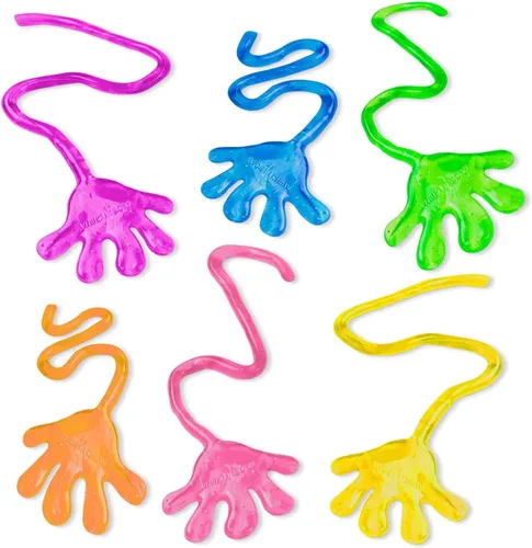 Manos pegajosas mini de purpurina y vinilo, juguetes para niños regalos de cumpleaños, cumpleaños – 1 1/4 pulgadas (72 total)