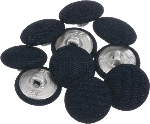 Miniatura 88 de HARFINGTON 10 botones de tela de 24L cubiertos de tela de 0.59 pulgadas, vástago de metal, botones de costura redondos para trajes, blusas de Azul