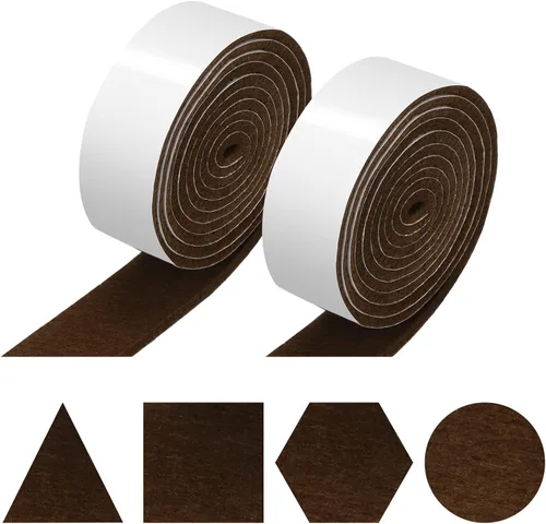 Miniatura 14 de Shappy Paquete de 2 tiras de fieltro con parte trasera adhesiva, rollo de cinta de fieltro, antideslizantes, autoadhesivas, cortables para muebles