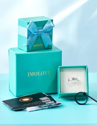Miniatura 7 de IMOLOVE - Anillo de boda de moissanita para mujer, anillos de eternidad, de plata de ley, anillo de aniversario chapado en oro blanco, tallas 4-11
