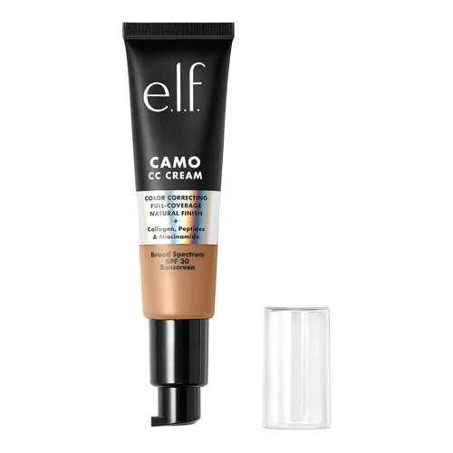 e.l.f. Crema Camo CC, SPF 30 Correctora de Color de Cobertura Media a Completa para Rostro, Aporta un Acabado Aerografiado, Vegana y Libre de Medium