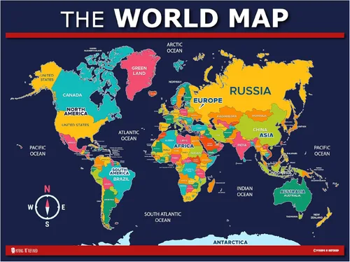 Miniatura 3 de Póster de mapa de Estados Unidos y del mundo 2 unidades para niños laminado azul (actualizado fijo V2.0) Young N Refined (18x24)