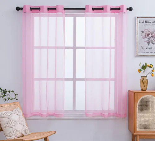 Miniatura 18 de PI - Cortinas traslúcidas con paneles pequeños, cortina transparente para ventana de cocina, mirador, 2 paneles