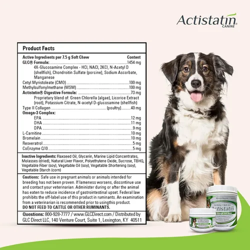 Miniatura 2 de Actistatin Masticables suaves caninos para perros grandes, 120 unidades – Articulación de fuerza extra patentada, cartílago, suplemento de tejido