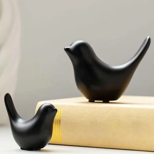 Estatuas de animales negros para decoración del hogar, decoración de pájaros para sala de estar, estatuas minimalistas, decoración estética para