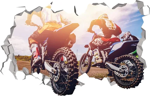 Miniatura 2 de Dirty Bike Cross Smash - Calcomanía de arte de pared roto de motocross, decoración de pared 3D, vinilo extraíble MR1155