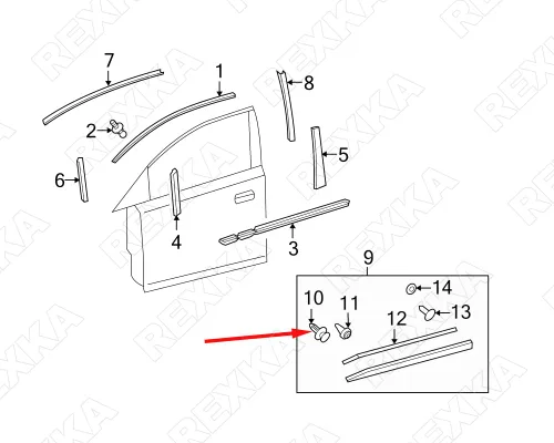 Miniatura 7 de Rexka Clips de panel de puerta de moldeo trasero para Toyota Pick-Up Pontiac Vibe 62955-20020 GM 94848834