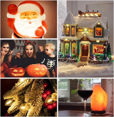 Miniatura 7 de Cable de accesorio con bombillas LED C7, cable de luz de molde de soplado de interior de 6 pies con enchufes macho y hembra para Halloween, Paquete