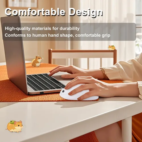 Miniatura 8 de Ratón inalámbrico lindo ratón de hámster de animales de dibujos animados con receptor USB 2.4 GHz, óptico, portátil, pequeño, silencioso, Kawaii