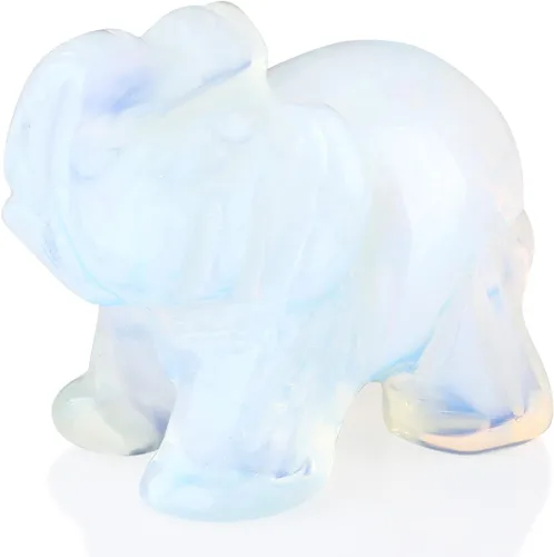 Miniatura 20 de QINJIEJIE Cristales de jade amarillo, decoración de elefante, bonitas piedras de escritorio, figurita, gemas naturales, decoración de la suerte