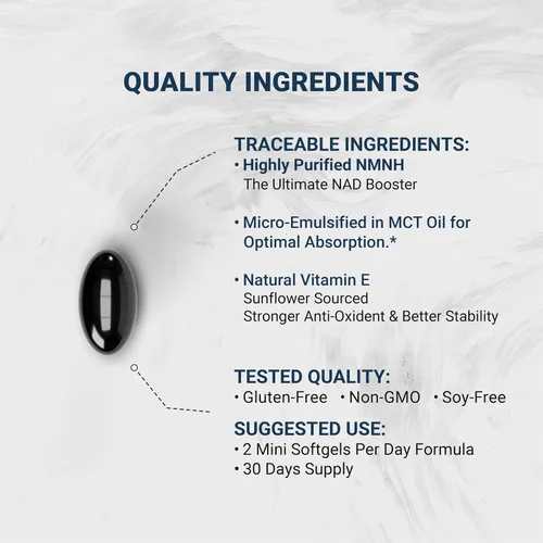Miniatura 3 de Naturalis Liposomal NMNH 300mg (alternativa NMNN) Aumenta los niveles de NAD+ y apoya el envejecimiento saludable* Biomejorado con vitamina E