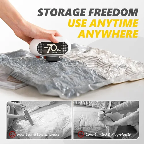 Miniatura 7 de 15 Pack Travel Vacuum Bags with Electric Pump, 70KPa Vacuum Storage Bags for Clothing, Reusable Space Saver Bags for Suitcase, Travel & Home