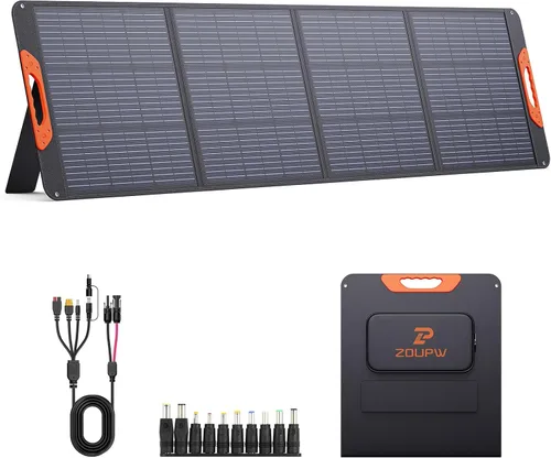 Miniatura 11 de ZOUPW Panel solar portátil de 100 W con cable 5 en 1, 23.5% de eficiencia, cargador solar plegable mono para Jackery 300/Ecolow