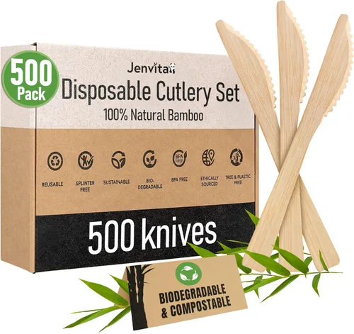 Miniatura 16 de Juego de cubiertos 100% de bambú - Juego de 100 cubiertos compostables