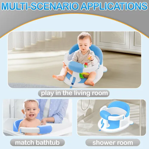 Miniatura 3 de Asiento de baño para bebés de 6 meses en adelante, asientos de baño antideslizantes para bebés sentados, asiento seguro para bebés y recién nacidos