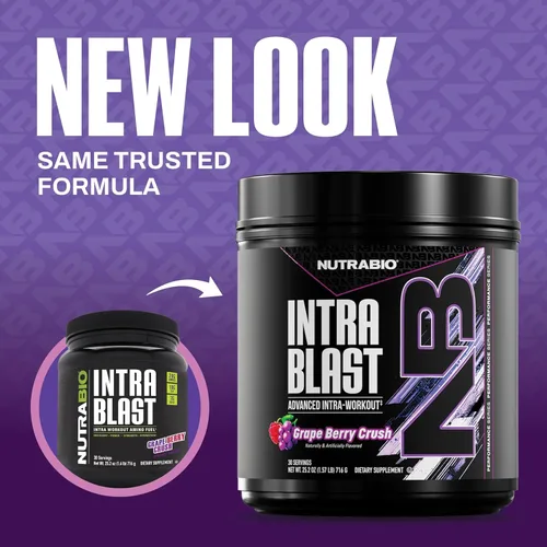 Miniatura 2 de NutraBio Intra Blast BCAA Polvo de Suplemento de Aminoácidos, Mezcla de Electrolitos e Hidratación, Intra, Pre Entrenamiento y Recuperación