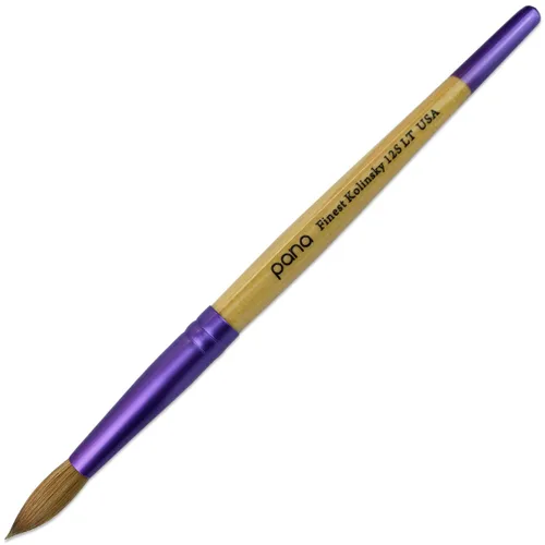 Miniatura 26 de PANA Pure Kolinsky Cepillo de uñas acrílico con mango de madera - forma redonda Púrpura