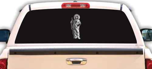 Miniatura 3 de St. Jude - Vinilo adhesivo para ventana de automóvil, laptop, San Judas, San Judas, San Santo Religión (cromo, 3.9 x 9 pulgadas)